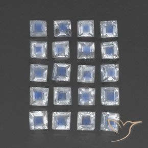 Gemme di Pietra di luna arcobaleno Bianco bluastro naturale da 2.49 ct, Quadrato, Trasparente
