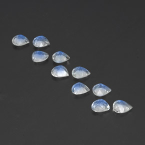 Pietra di luna arcobaleno naturale bianco da 2,84 ct, taglio a pera, trasparente