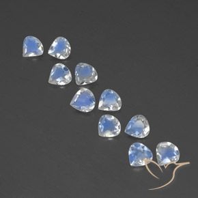 2.85ctw Naturale Bianco bluastro Pietra di luna arcobaleno, Forma a pera, Trasparente