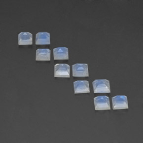 Pietra di luna arcobaleno naturale blu da 3,69 ct, quadrato, trasparente