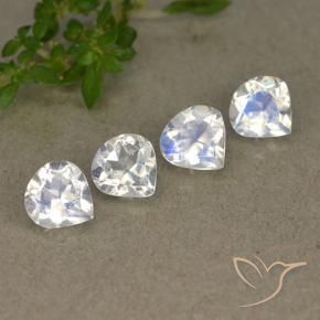 Pietra di luna arcobaleno naturale bianco da 1,61 ct, taglio a pera, trasparente