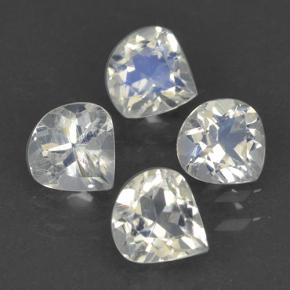 Pietra di luna arcobaleno naturale bianco da 1,45 ct, taglio a pera, trasparente