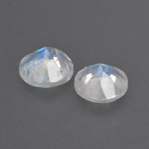 Pietra di luna arcobaleno naturale bianco da 1,39 ct, taglio rotondo, trasparente