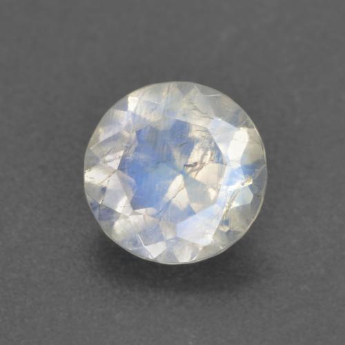 Pietra di luna arcobaleno naturale bianco da 0,62 ct, taglio rotondo, trasparente