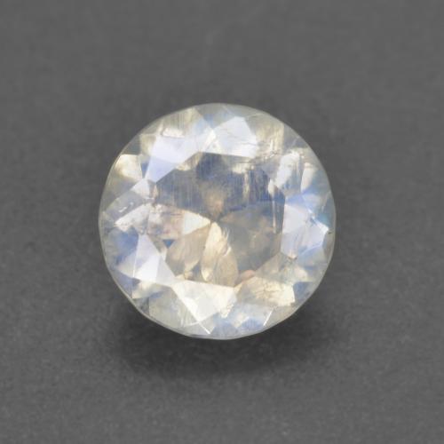 Pietra di luna arcobaleno naturale bianco da 0,62 ct, taglio rotondo, trasparente
