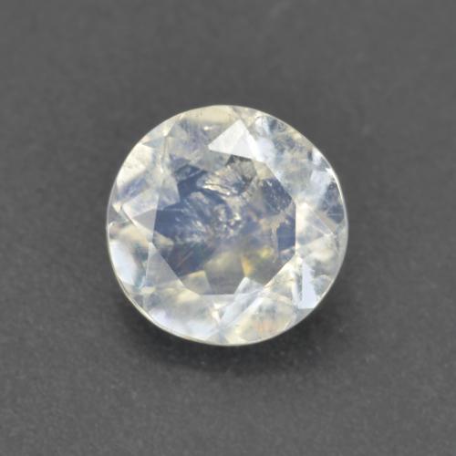 Pietra di luna arcobaleno naturale bianco da 0,62 ct, taglio rotondo, trasparente