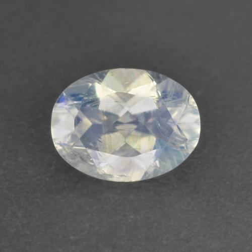 Pietra di luna arcobaleno naturale bianco da 0,92 ct, taglio ovale, trasparente
