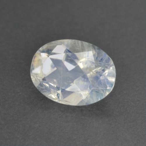 Pietra di luna arcobaleno naturale bianco da 0,92 ct, taglio ovale, trasparente