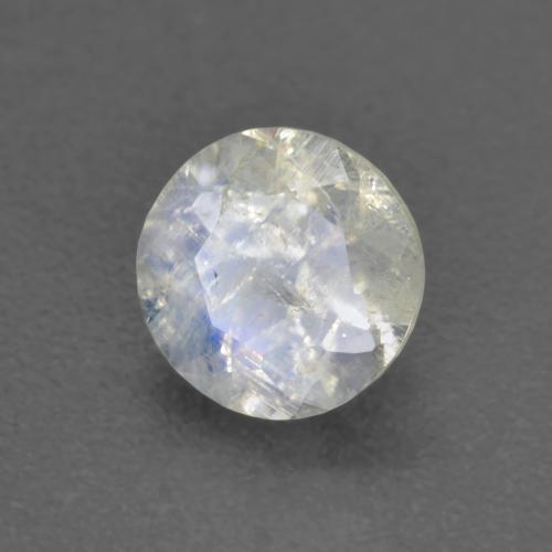 Pietra di luna arcobaleno Bianco bluastro naturale da 0.80 ct, Taglio rotondo, Trasparente