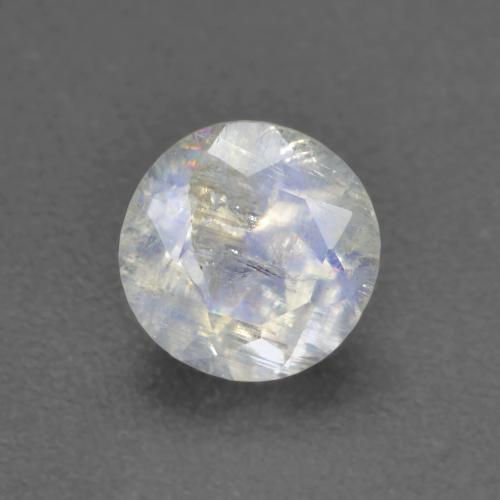 Pietra di luna arcobaleno Bianco bluastro naturale da 0.80 ct, Taglio rotondo, Trasparente