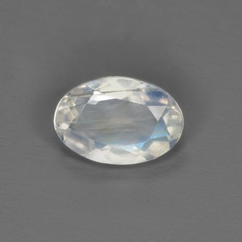 Pietra di luna arcobaleno Bianco bluastro naturale da 0.40 ct, Taglio ovale, Trasparente