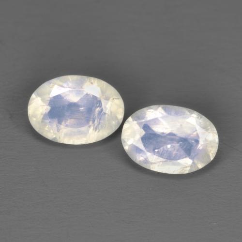 Pietra di luna arcobaleno naturale bianco da 1,43 ct, taglio ovale, trasparente