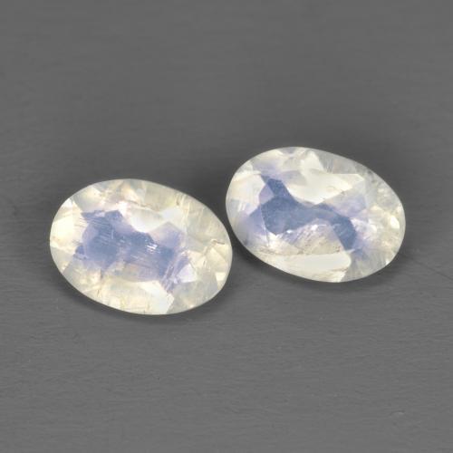 Pietra di luna arcobaleno naturale bianco da 1,43 ct, taglio ovale, trasparente