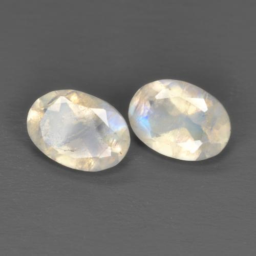 Gemme di Pietra di luna arcobaleno Bianco bluastro naturale da 1.45 ct, Taglio ovale, Trasparente