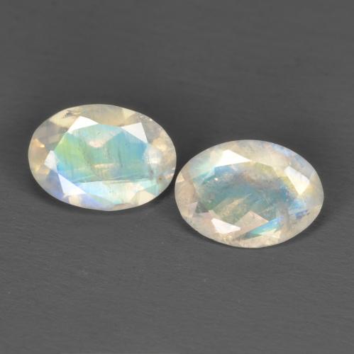 Pietra di luna arcobaleno naturale bianco da 1,40 ct, taglio ovale, trasparente