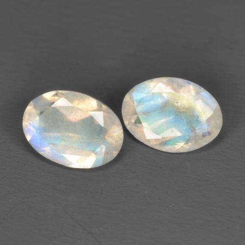 Pietra di luna arcobaleno naturale bianco da 1,40 ct, taglio ovale, trasparente