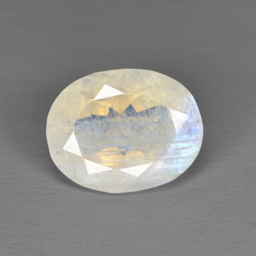 Pietra di luna arcobaleno naturale bianco da 2,25 ct, taglio ovale, traslucido