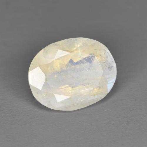 Pietra di luna arcobaleno naturale bianco da 2,25 ct, taglio ovale, traslucido
