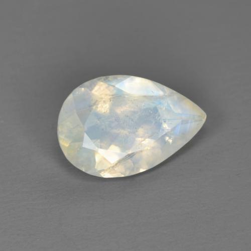 Pietra di luna arcobaleno Bianco bluastro naturale da 1.34 ct, Forma a pera, Trasparente
