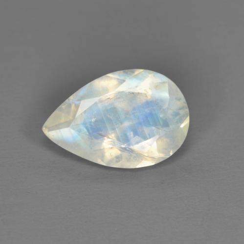 Pietra di luna arcobaleno Bianco bluastro naturale da 1.34 ct, Forma a pera, Trasparente