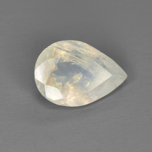 Pietra di luna arcobaleno naturale bianco da 1,40 ct, taglio a pera, trasparente