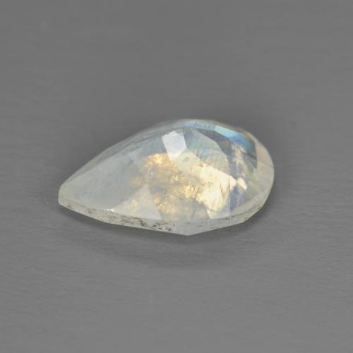 Pietra di luna arcobaleno naturale bianco da 1,40 ct, taglio a pera, trasparente