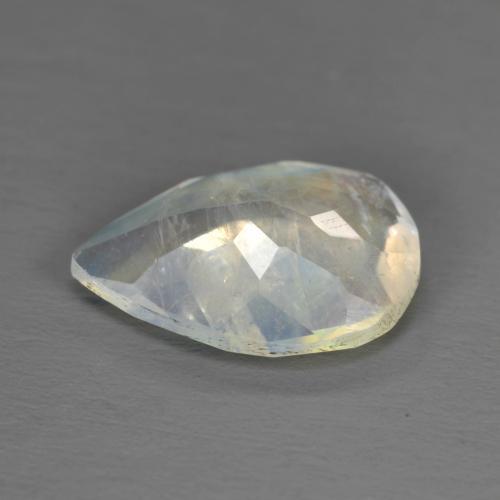Pietra di luna arcobaleno naturale bianco da 1,40 ct, taglio a pera, trasparente