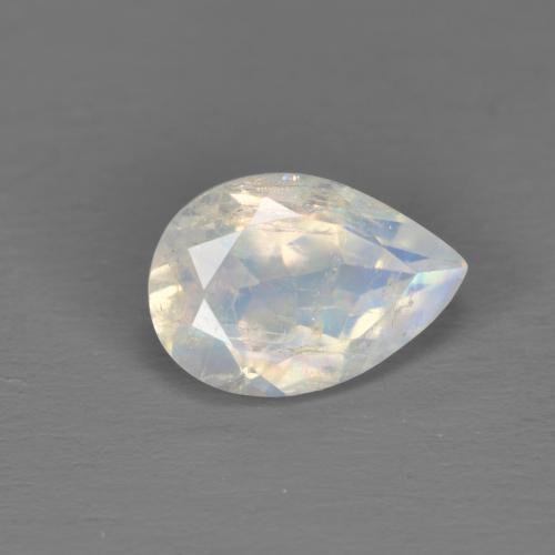 Pietra di luna arcobaleno Bianco bluastro naturale da 1.35 ct, Forma a pera, Trasparente
