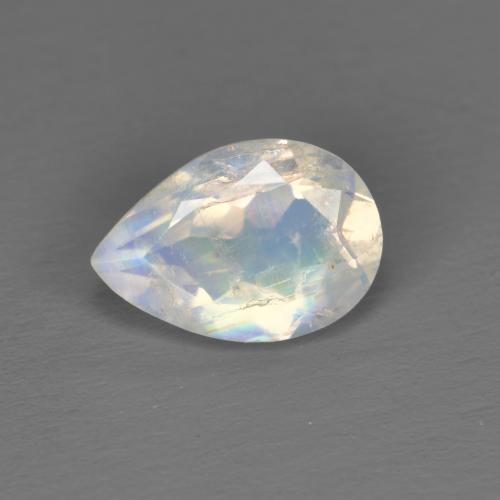 Pietra di luna arcobaleno Bianco bluastro naturale da 1.35 ct, Forma a pera, Trasparente