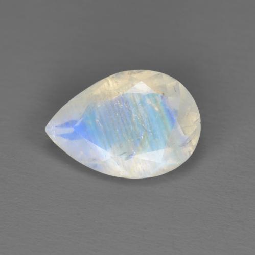 Pietra di luna arcobaleno naturale bianco da 1,62 ct, taglio a pera, traslucido