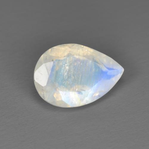 Pietra di luna arcobaleno naturale bianco da 1,62 ct, taglio a pera, traslucido