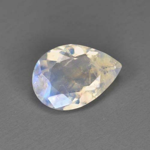 Pietra di luna arcobaleno naturale bianco da 1,58 ct, taglio a pera, trasparente
