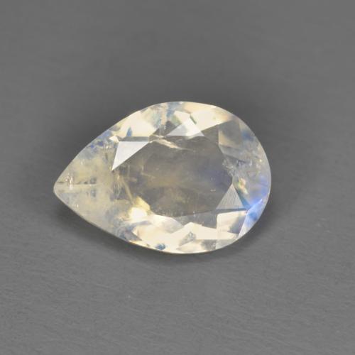 Pietra di luna arcobaleno naturale bianco da 1,58 ct, taglio a pera, trasparente