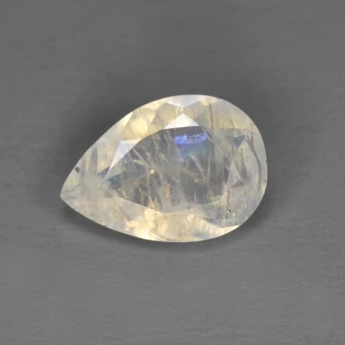 Pietra di luna arcobaleno naturale bianco da 1,49 ct, taglio a pera, traslucido