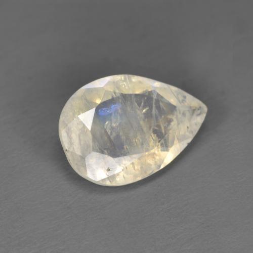 Pietra di luna arcobaleno naturale bianco da 1,49 ct, taglio a pera, traslucido
