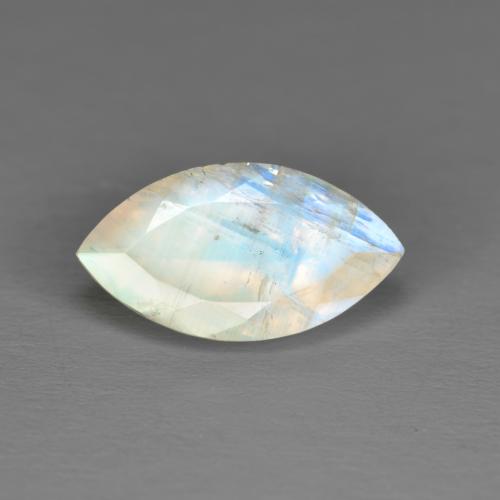 Pietra di luna arcobaleno naturale bianco da 1,92 ct, marchesa, traslucido
