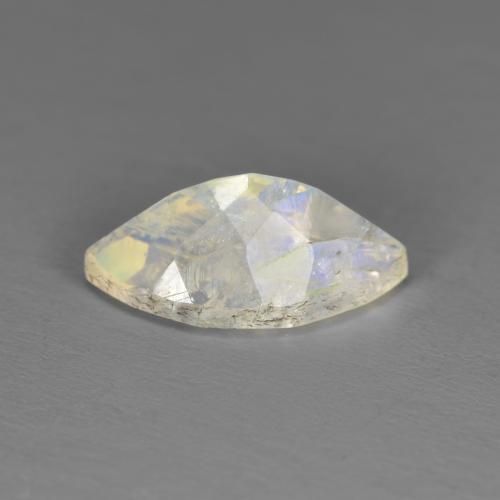 Pietra di luna arcobaleno naturale bianco da 1,92 ct, marchesa, traslucido