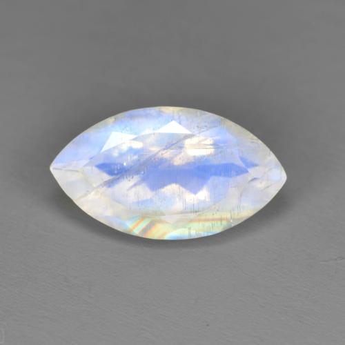 Pietra di luna arcobaleno naturale bianco da 2,62 ct, marchesa, traslucido