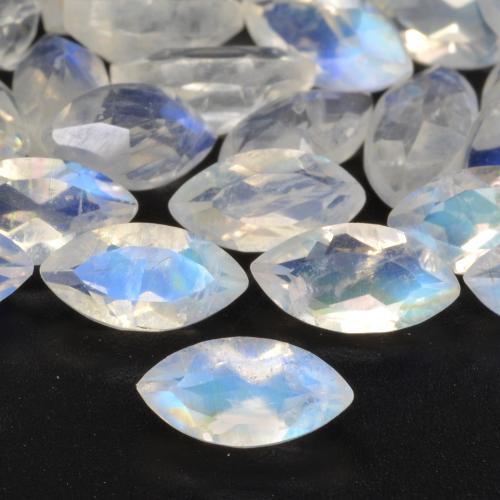Pietra di luna arcobaleno Bianco bluastro naturale da 0.29 ct, Taglio marquise, Trasparente