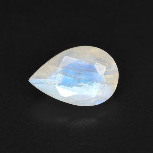 Pietra di luna arcobaleno naturale bianco da 1,37 ct, taglio a pera, traslucido