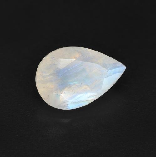 Pietra di luna arcobaleno naturale bianco da 1,37 ct, taglio a pera, traslucido