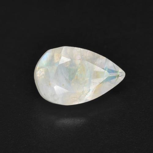 Pietra di luna arcobaleno naturale bianco da 1,36 ct, taglio a pera, traslucido