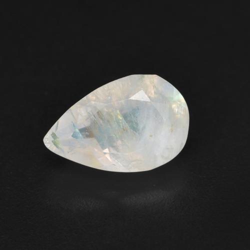Pietra di luna arcobaleno naturale bianco da 1,36 ct, taglio a pera, traslucido