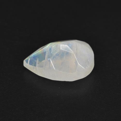 Pietra di luna arcobaleno naturale bianco da 1,36 ct, taglio a pera, traslucido