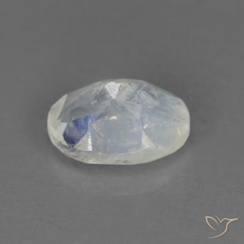 Pietra di luna arcobaleno Bianco bluastro naturale da 0.91 ct, Ovale, Trasparente