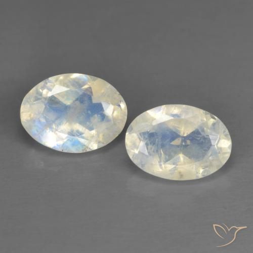 Pietra di luna arcobaleno naturale bianco da 1,45 ct, taglio ovale, trasparente