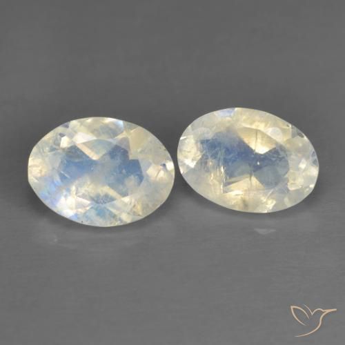 Pietra di luna arcobaleno naturale bianco da 1,45 ct, taglio ovale, trasparente