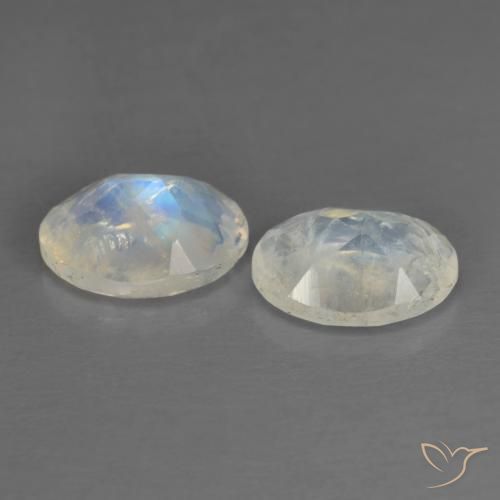 Pietra di luna arcobaleno naturale bianco da 1,45 ct, taglio ovale, trasparente