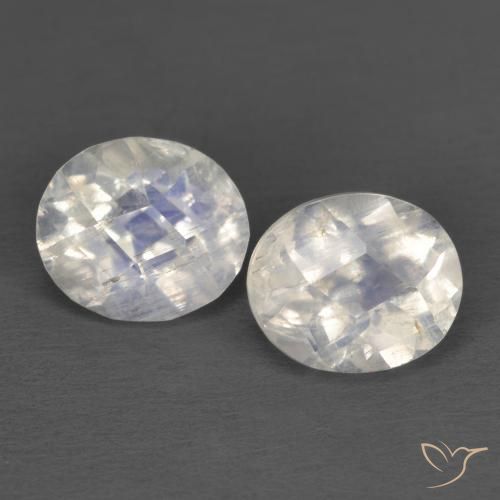 2.29ctw Naturale Bianco bluastro Pietra di luna arcobaleno, Ovale, Trasparente