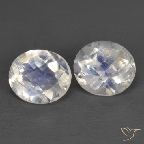 2.36ctw Naturale Bianco bluastro Pietra di luna arcobaleno, Ovale, Trasparente